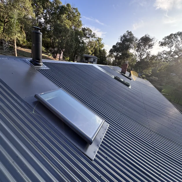 Skylight flashed into a new metal roof on a Melbourne home