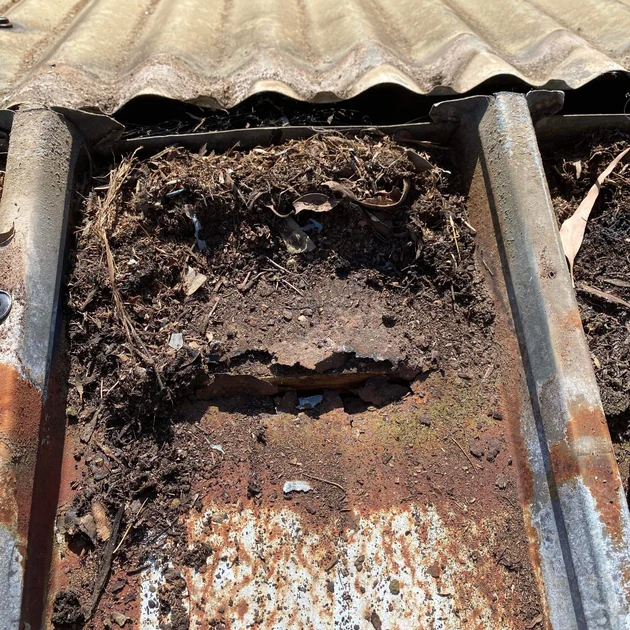 Corroded box gutter on a commercial building in Greater Dandenong