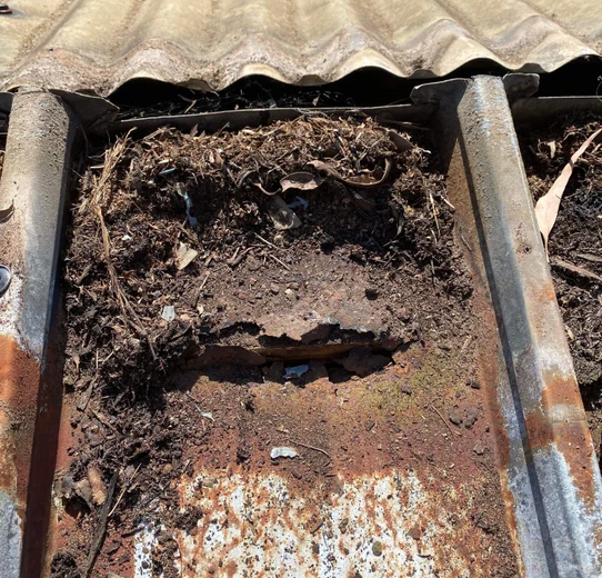 Corroded guttering before replacement in Frankston