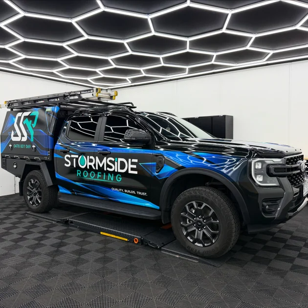 Stormside Roofing work ute fitted out for roofing jobs across Melbourne