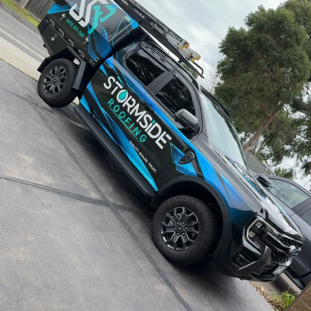 Stormside Roofing ute at a job in Frankston
